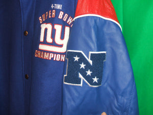 NFL New York Giants Leather and Wool Super Bowl Jacket