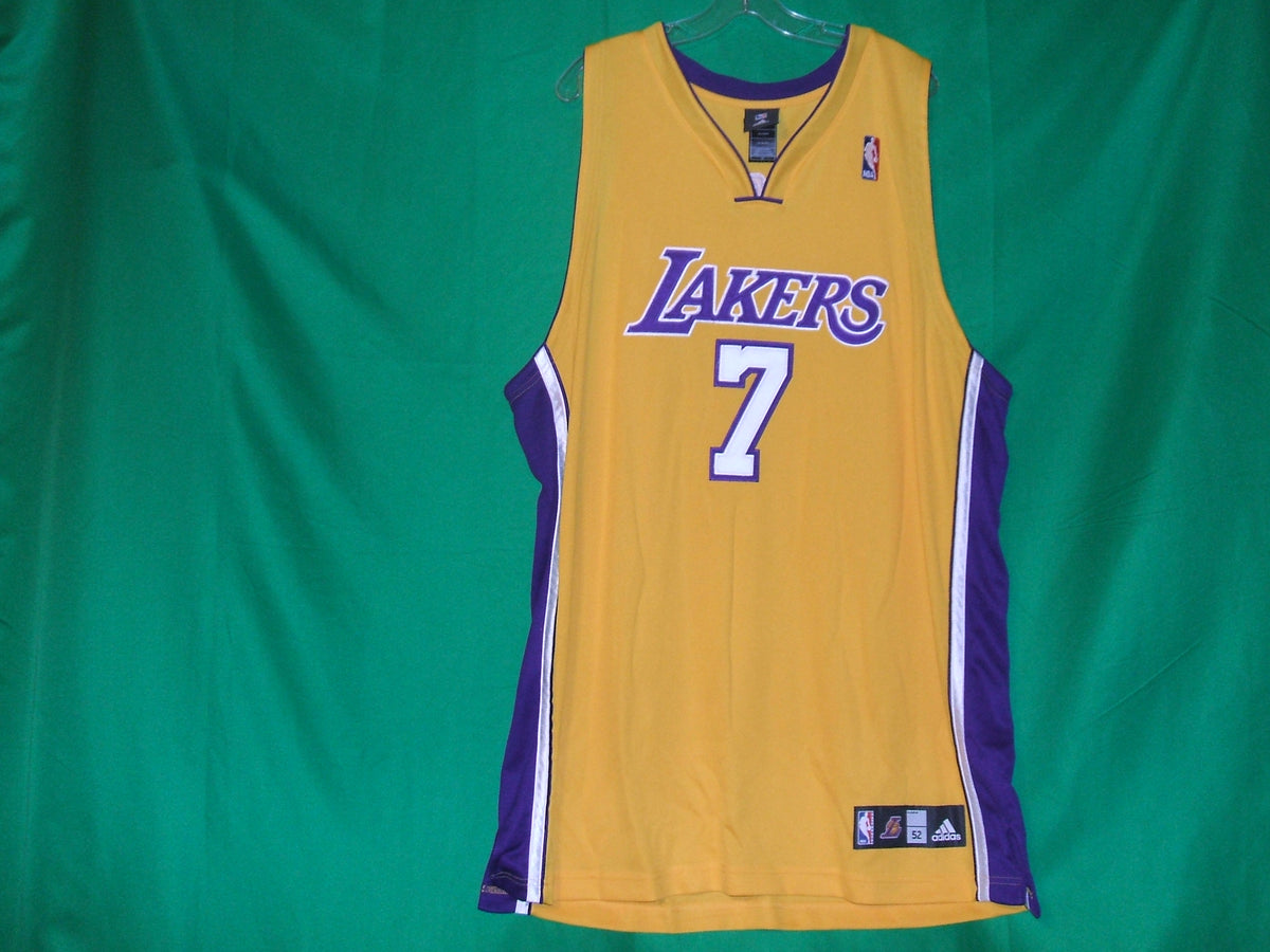 adidas, Shirts, Adidas Lamar Odom Los Angeles Lakers Jersey Yellow 7  Swingman Nba Stitched