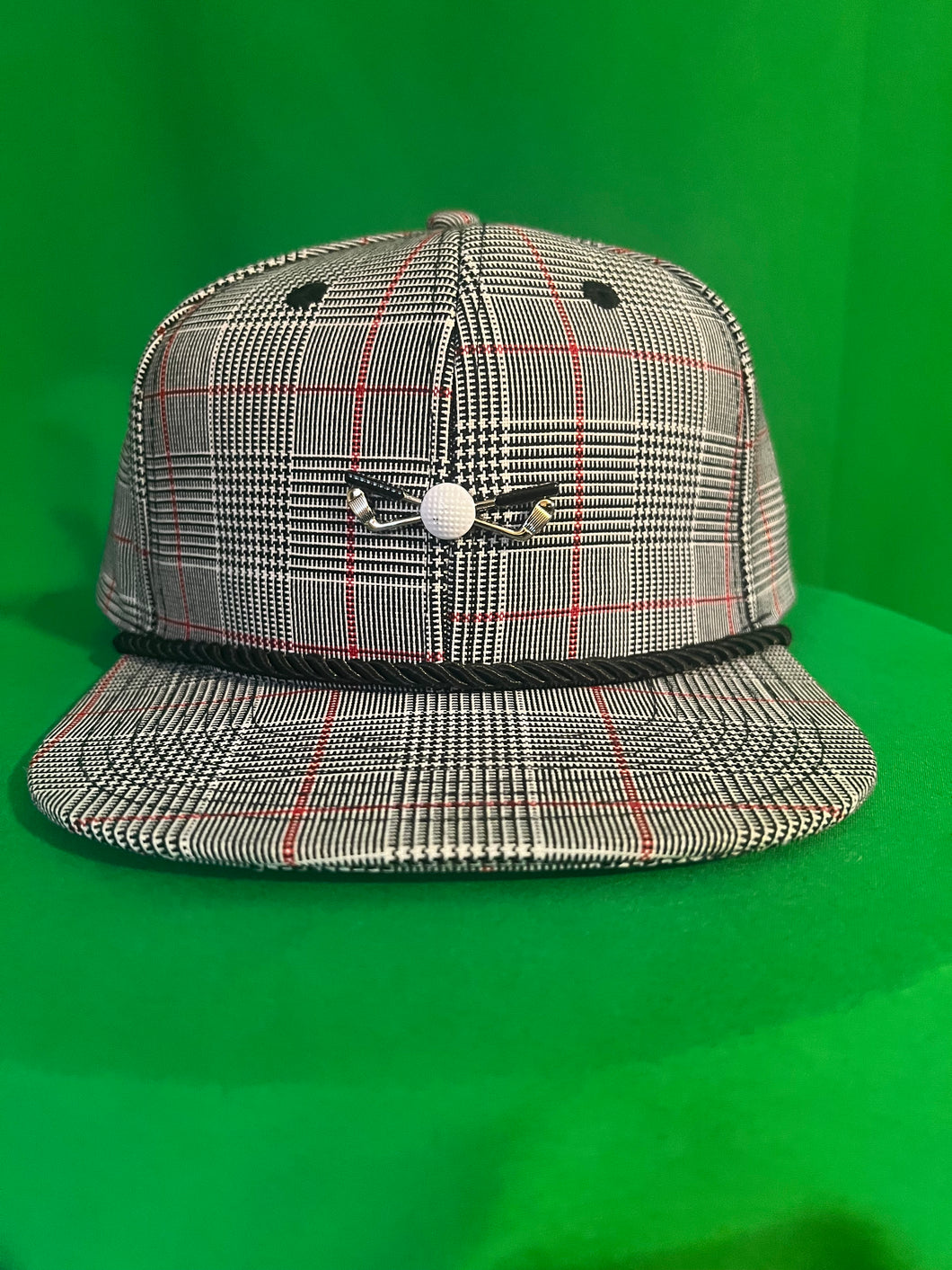 HIO Grey / Red / Black Plaid Golf Hat