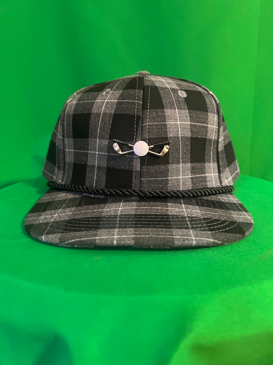 Black / Gray Plaid Golf Hat